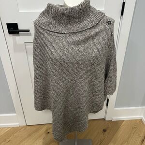 Karen Scott Gray Knit Poncho Sweater size L